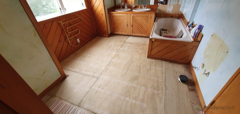 Replacement bathroom floor after water damage