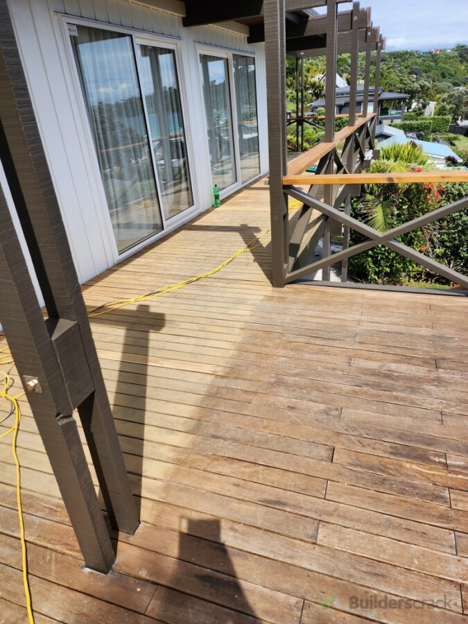 Deck being sanded & prepped