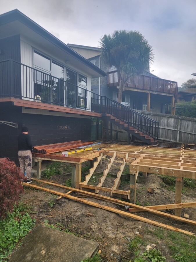 Deck and steps in progress