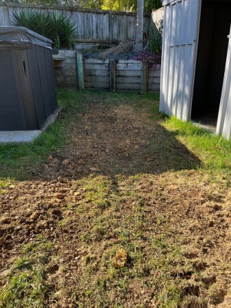 All back filled and ready for a layer of lawn mix and grass seed