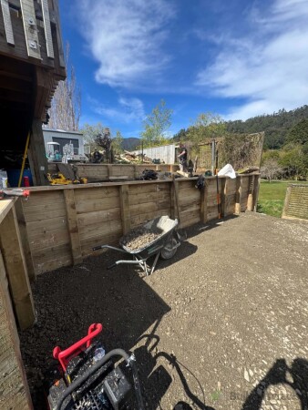 Retaining wall completed prior to creating steps and planter boxes