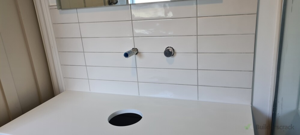 Basin pipe work waiting for fit off post waterproofing