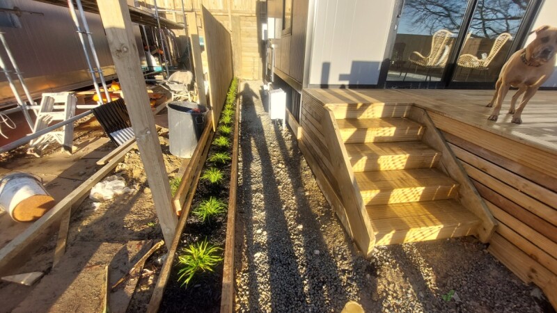 Planter box, fence and deck/stairs