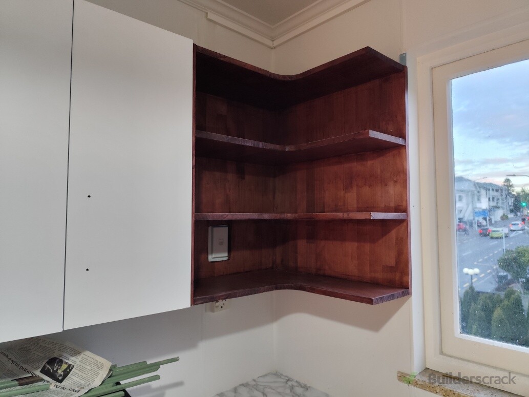 I built corner shelves for kitchen.