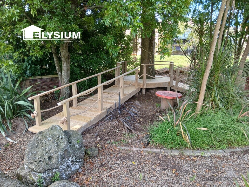 Timber board walk around a tree we completed for a local Kohanga!