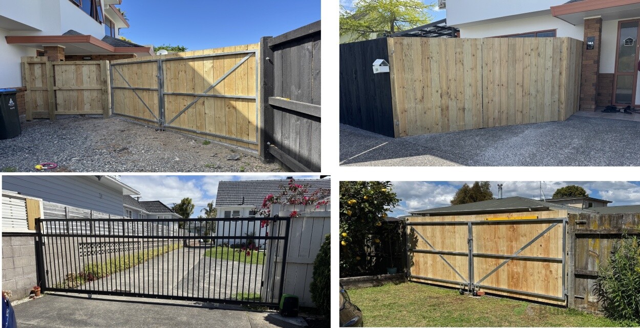 Fab, Install Steel Frame Swing Gates. Automate Existing Roller gate.