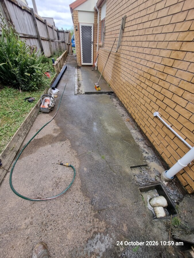 Concrete cut and broken out