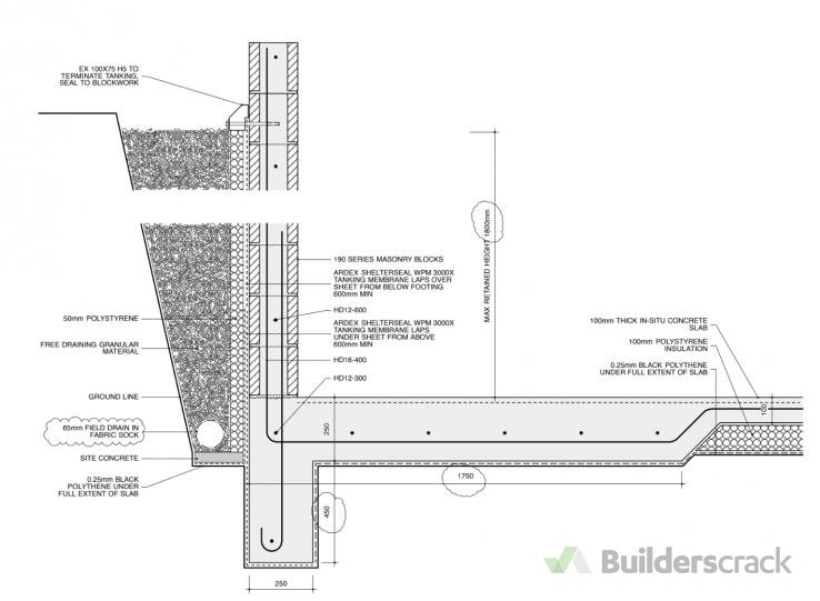 10m x 1.8m high block retaining wall (indoors) (# 274957) | Builderscrack