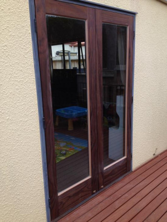 French doors in Thermowood and laminated glass