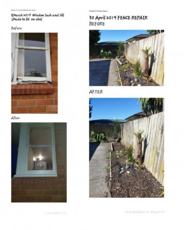 Badly rotted window site repair and leaning fence repair