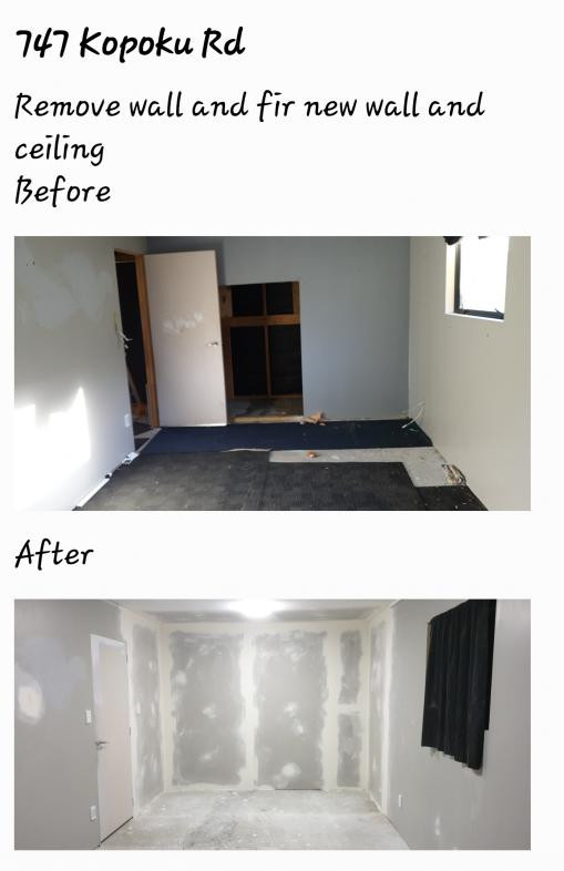 Remove existing Wall and fit new wall and ceiling