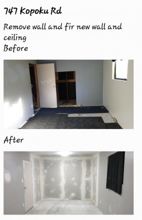 Remove existing Wall and fit new wall and ceiling