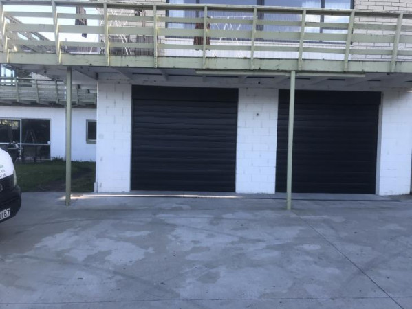 Twin sectional doors in the basement