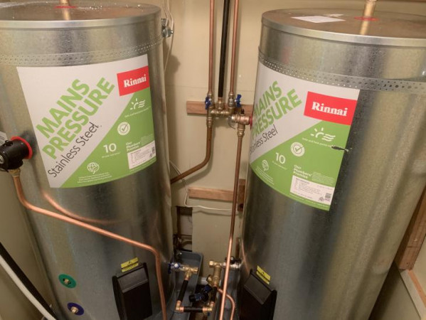 Commercial kitchen Stainless Steel Tanks in tandem.