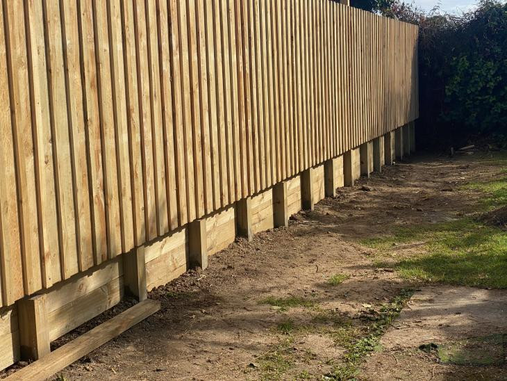 Retaining wall and paling & batten