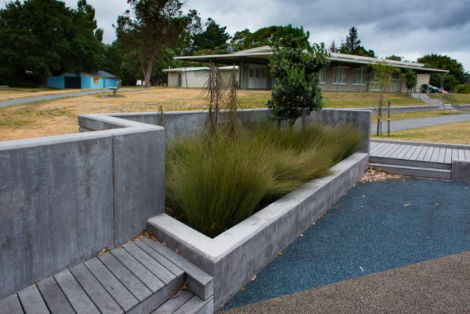 Concrete walls at Avalon Park, Lower Hutt