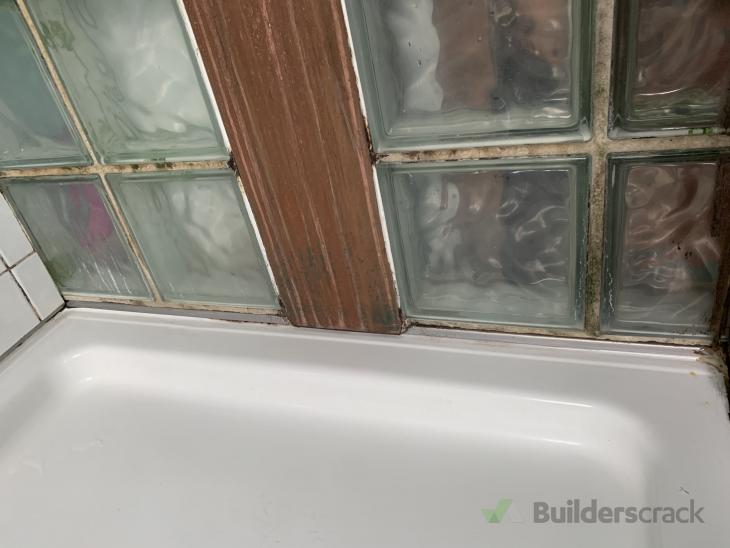 Reseal glass brick shower, replace timber piece ( 553553) Builderscrack