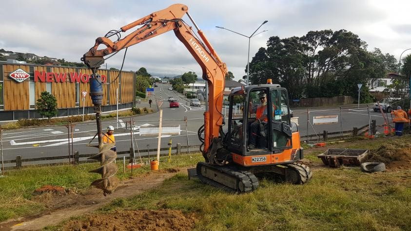 New retaining wall in Newlands, Wellington