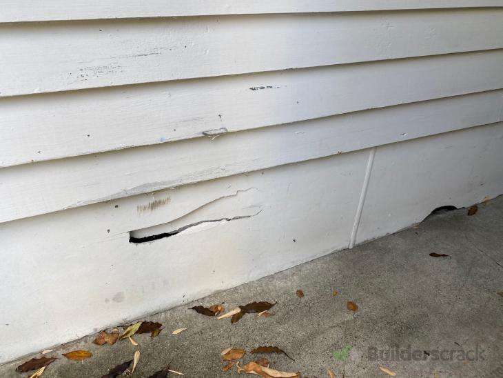 Repair damage to exterior walls, gutter leak ( 607794