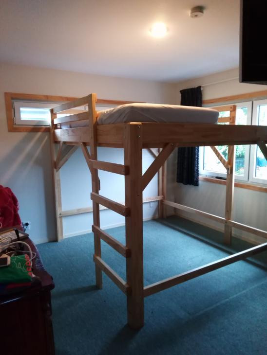 Loft double bed construction.