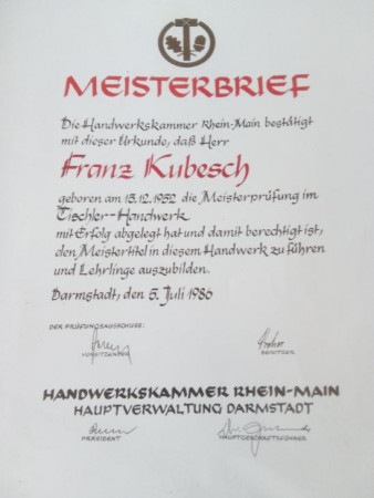 German Master Certificate.