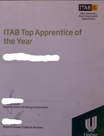 ITAB Top apprentice of  the year