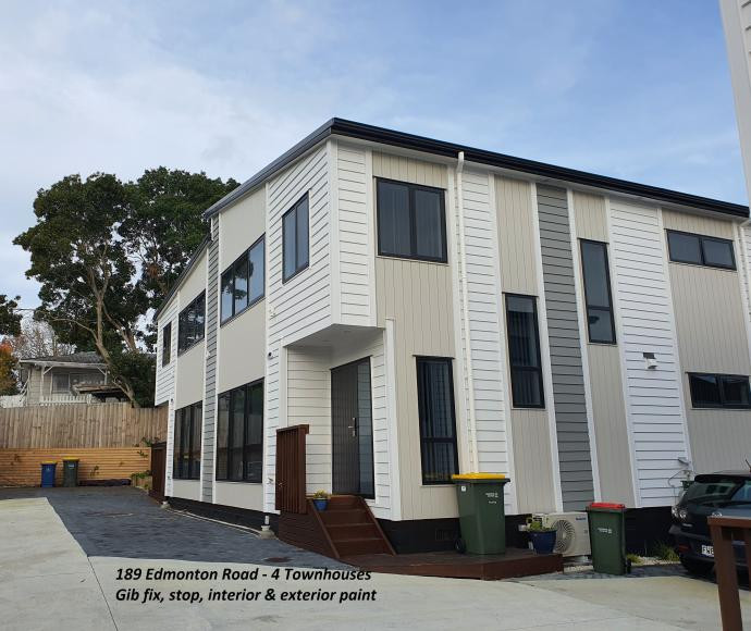 4 Townhouses - Gib fix, stop, interior and exterior painting