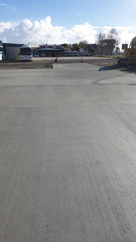 Concrete parking slab broom finish