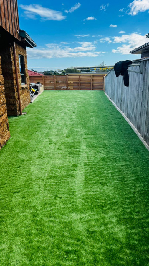 Artificial grass layered out
