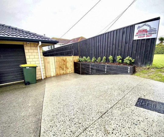 New built retaining wall