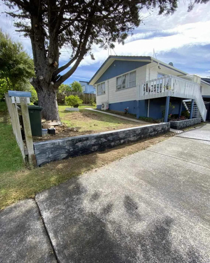 New built keystone wall