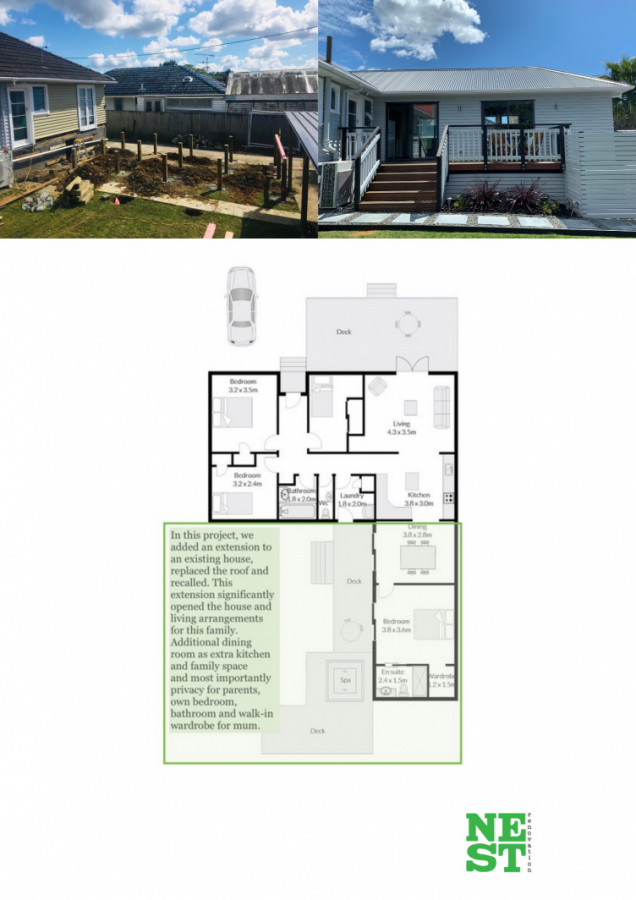 House extenion, adding dining area and Master Bedroom.