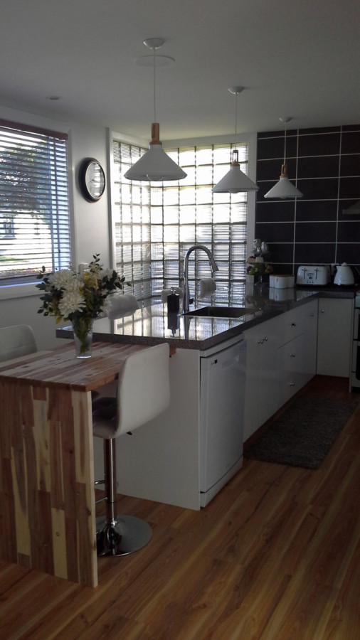 Kitchen reno, painted kitchen , tiles flooring