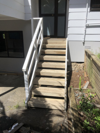 Exterior painting repairing stairway