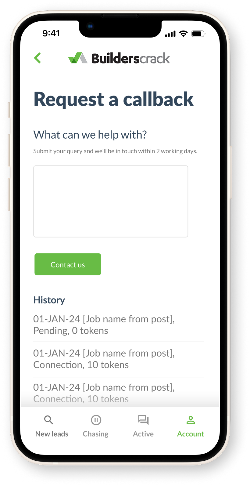 support on mobile app